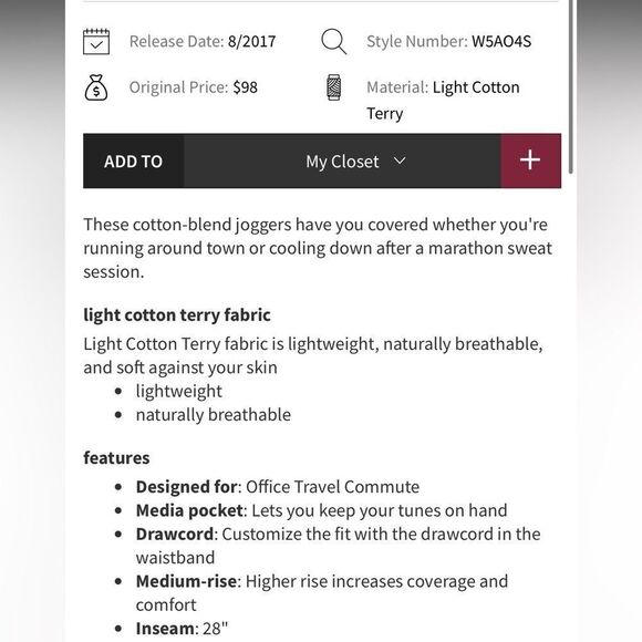 Lululemon Warm Down Jogger *28"
Black - Picture 4 of 9